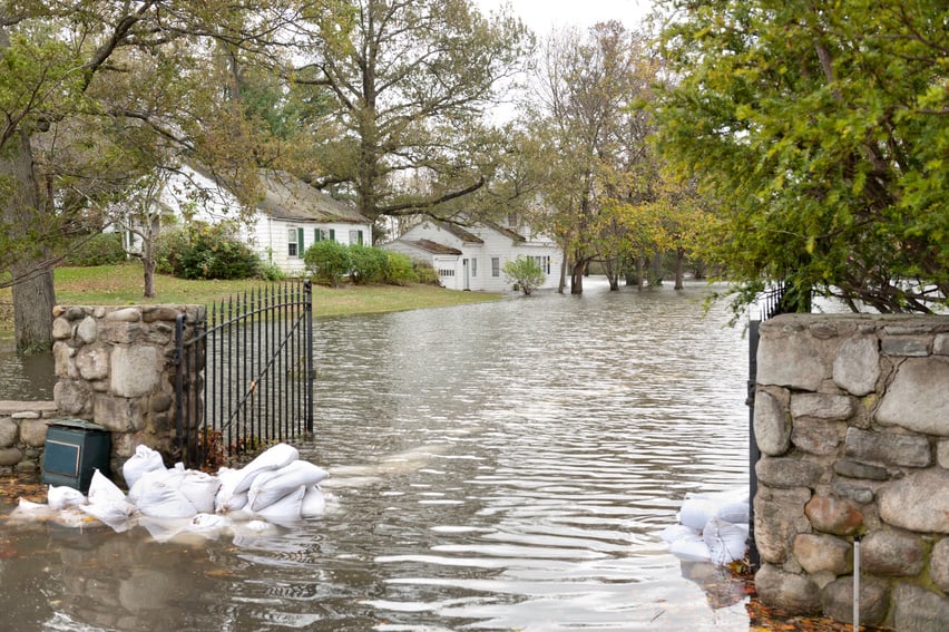 Flooded luxury house after Hurricane Sandy